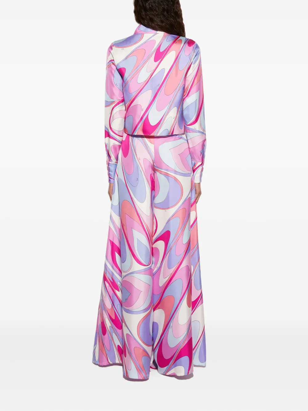 Pucci Onde-print Silk-twill Trousers In White