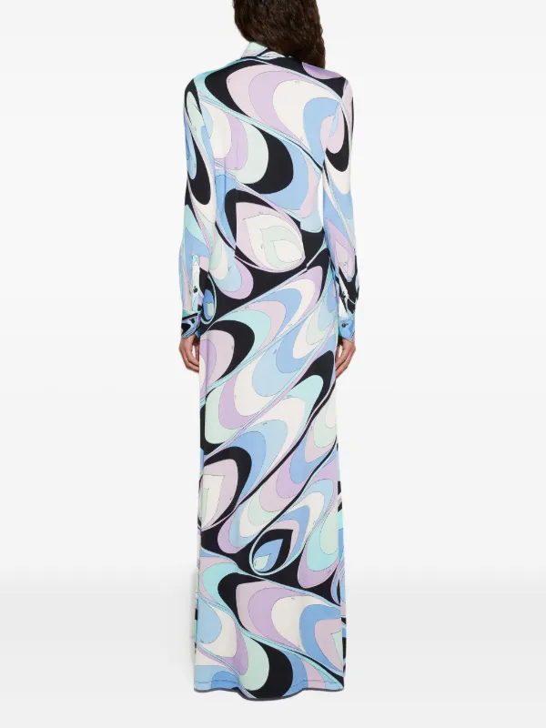 Emilio Pucci Onde-print Shirt Dress - Blue