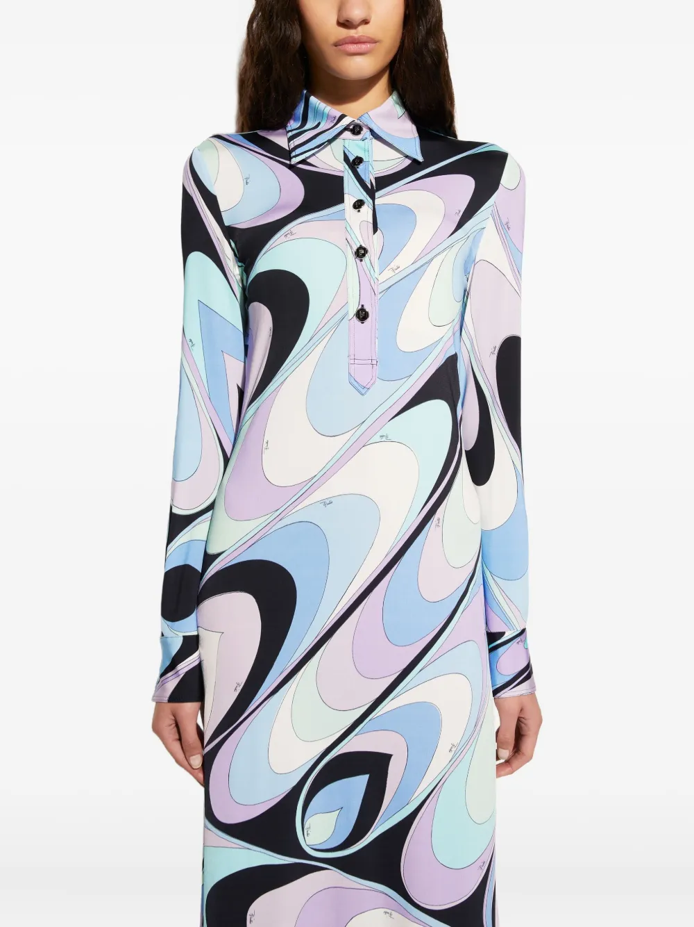 Pucci Onde-print Shirt Dress In Blue