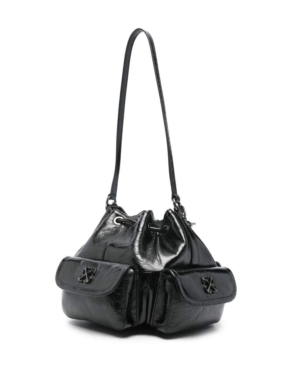 Off-White Schoudertas met trekkoord Zwart