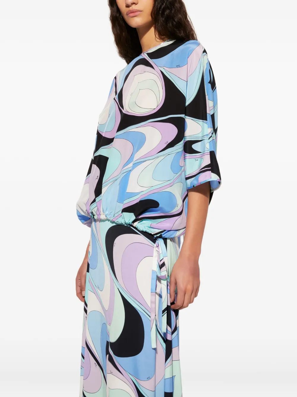 PUCCI Zijden blouse met print Blauw