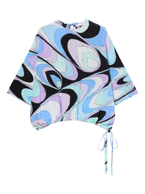 PUCCI onde-print silk top blouse