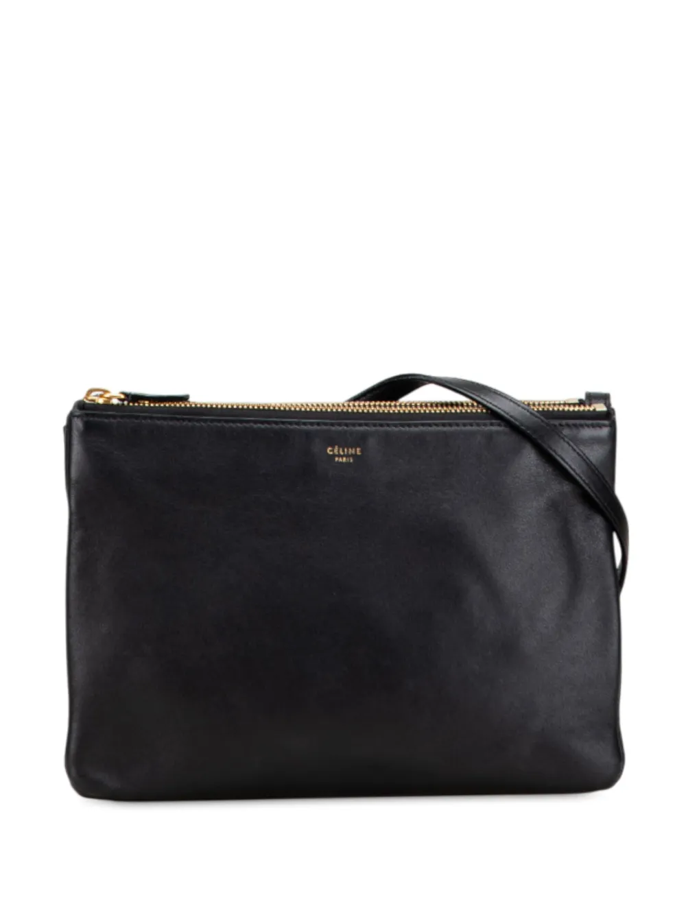 Celine Pre-Owned 2018 ラージ ラムスキン トリオ ショルダーバッグ - ブラック Celine Pre-Owned 2018 ラージ ラムスキン トリオ ショルダーバッグ - ブラック