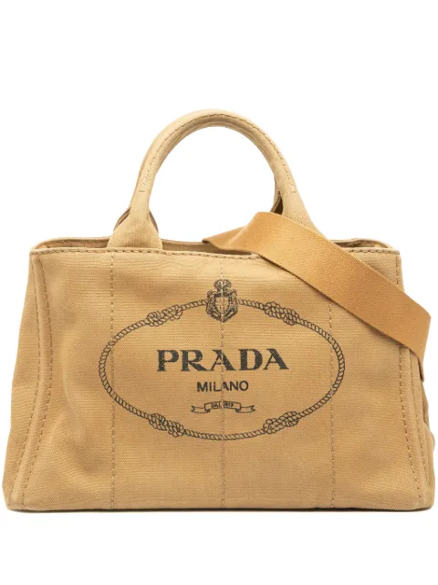 Prada Pre-Owned bolsa satchel Canvas Canapa Logo 2013-2025