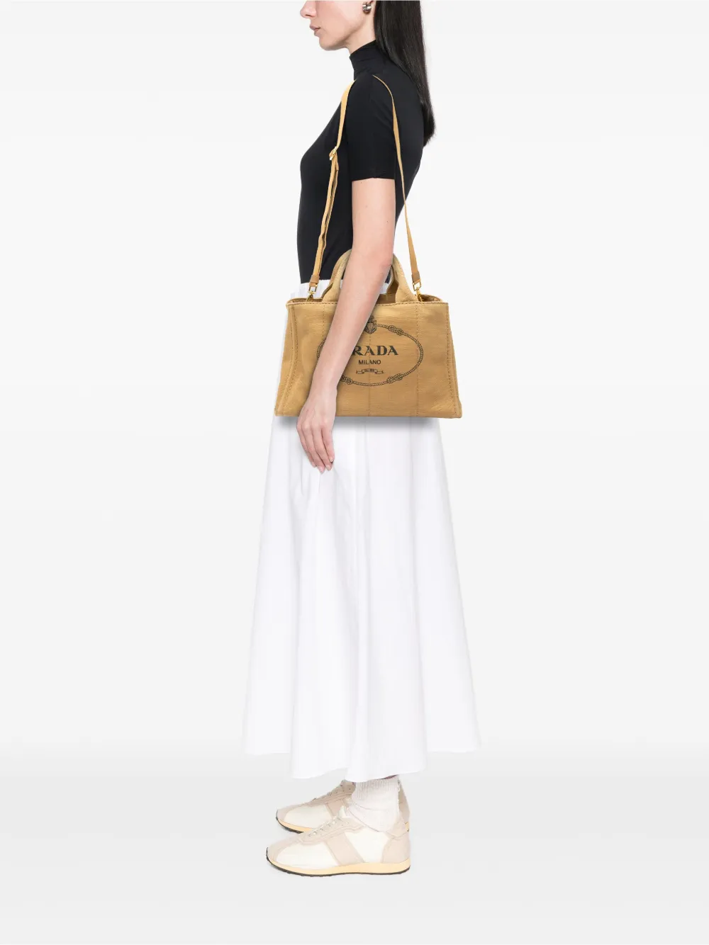 Pre-owned Prada 2013-2025 Canvas Canapa Logo Satchel In Brown