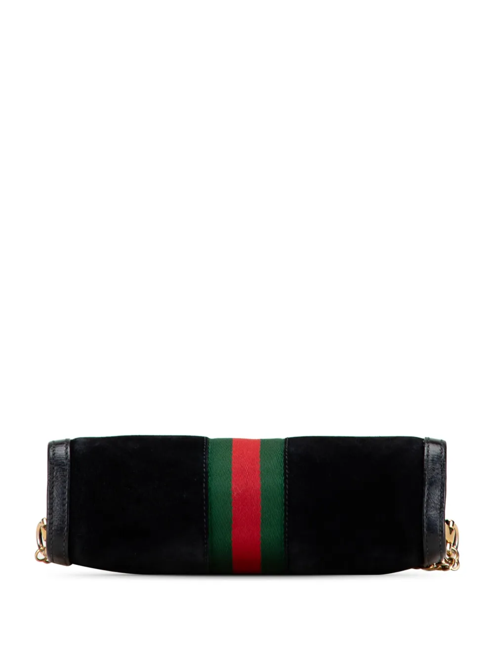 Pre-owned Gucci 2016-2025 Small Suede Ophidia Chain Crossbody Bag In Black