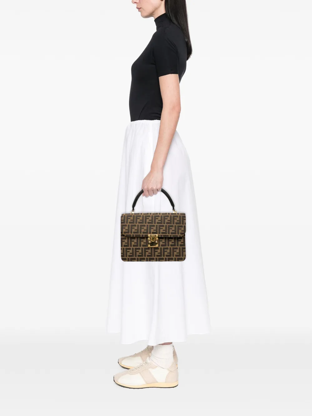 Pre-owned Fendi 20th Century Zucca Canvas Flap Satchel In Brown