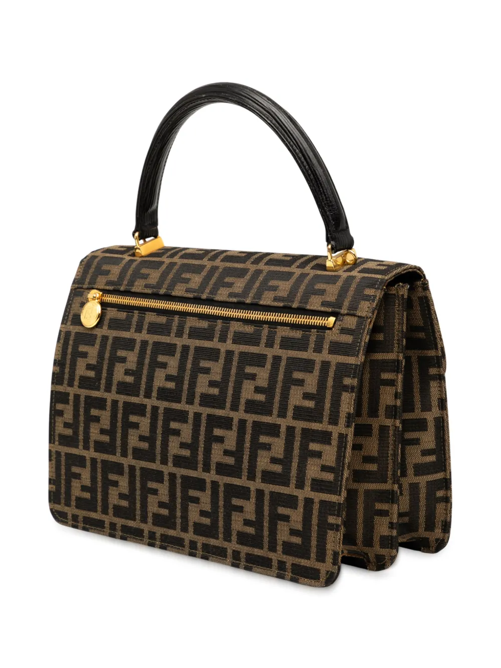 Pre-owned Fendi 20th Century Zucca Canvas Flap Satchel In Brown
