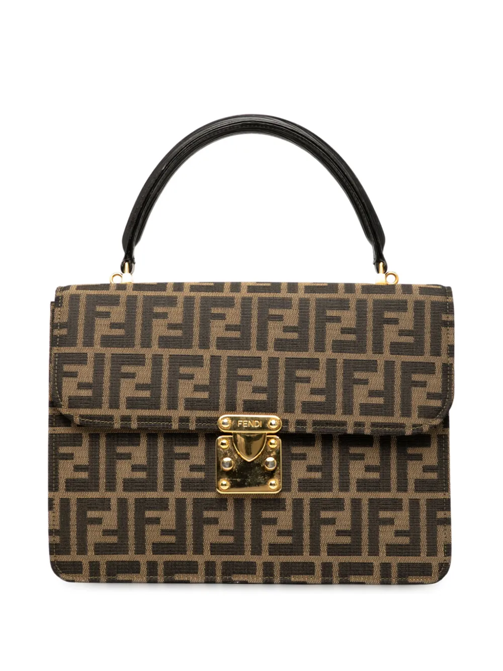 Pre-owned Fendi 20th Century Zucca Canvas Flap Satchel In Brown