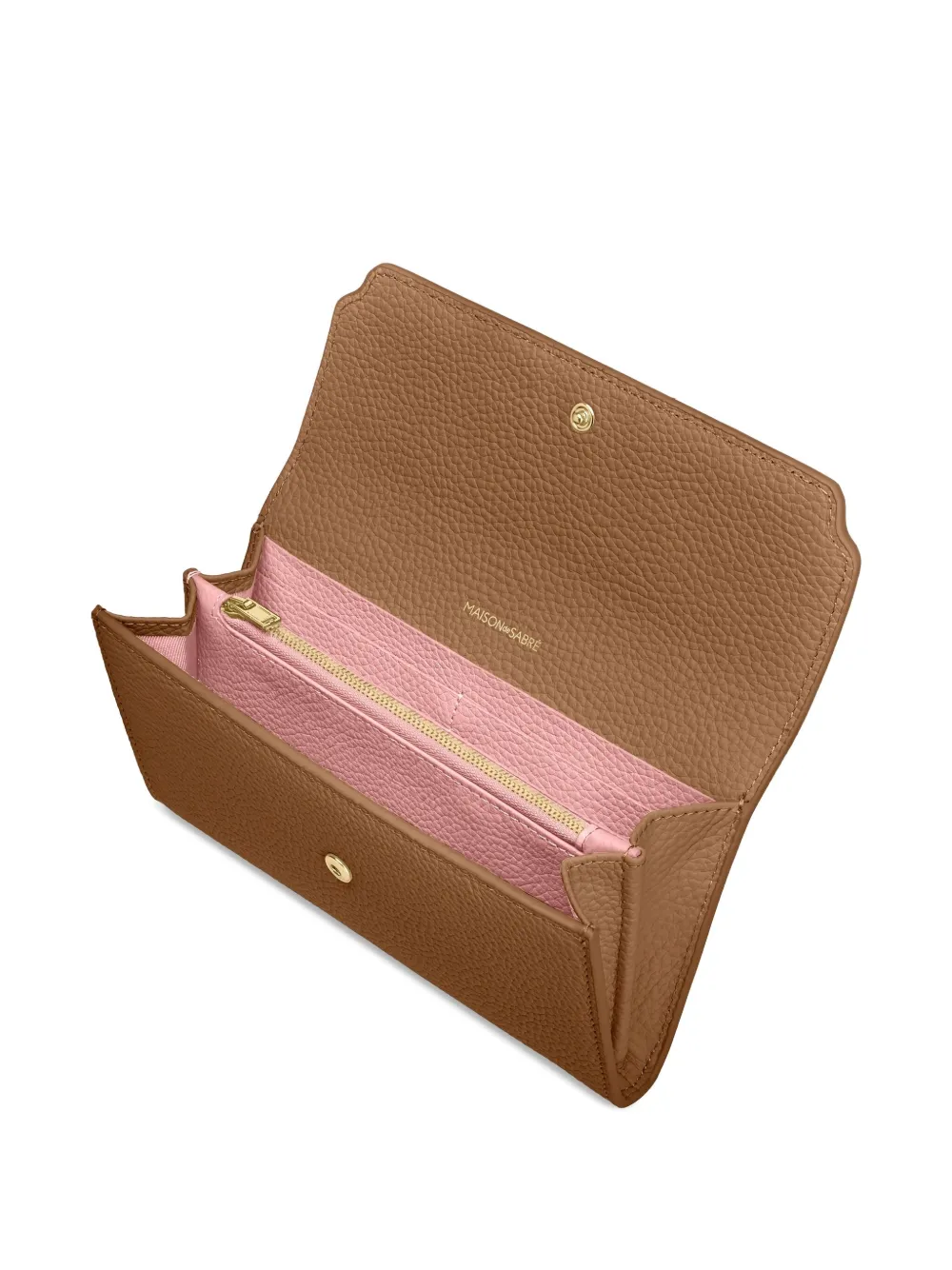 Maison De Sabre Flap Leather Long Wallet In Brown