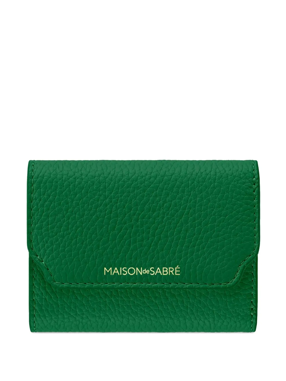 Maison De Sabre Pebbled Trifold Leather Wallet In Green