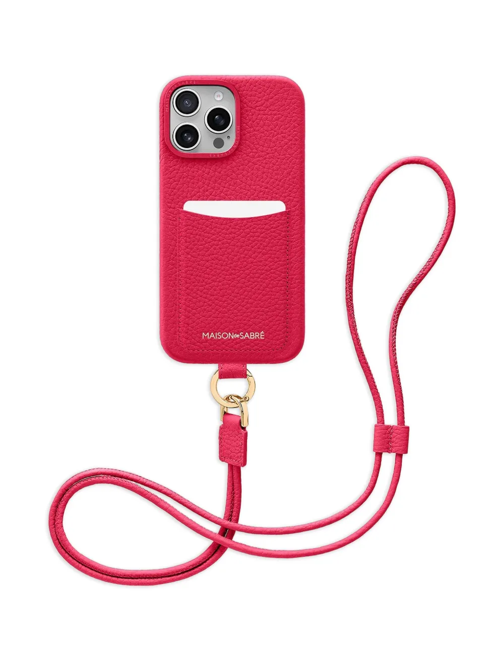 Maison De Sabre Iphone 16 Pro Sling Card-slot Leather Phone Case In Red