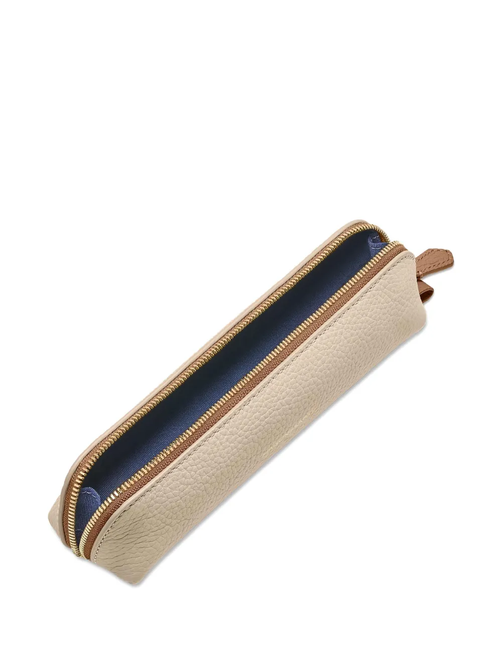 Maison De Sabre Rolled Zip Leather Pencil Case In Neutral