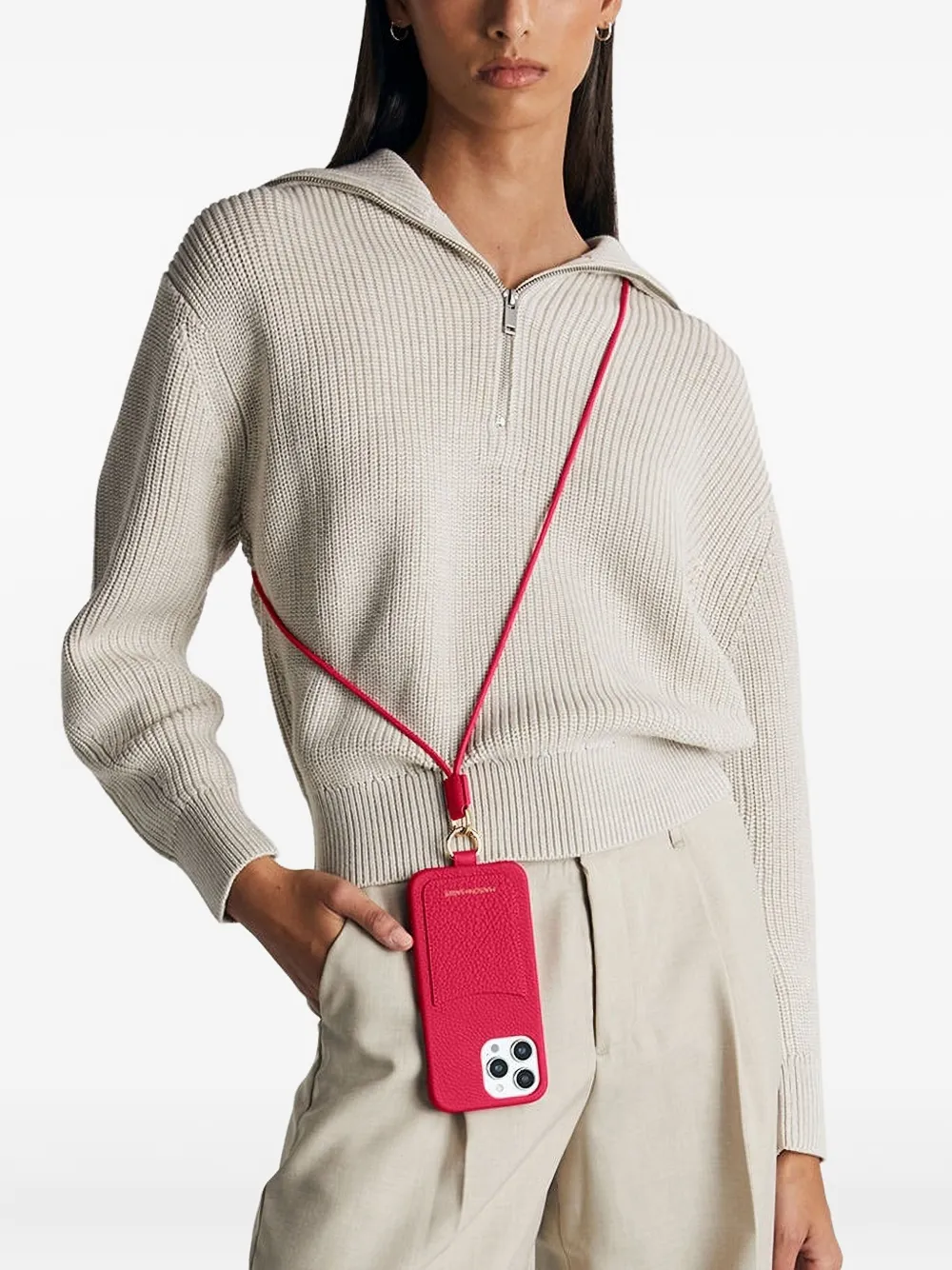 Maison De Sabre Iphone 14 Pro Max Sling Card-slots Phone Case In Pink