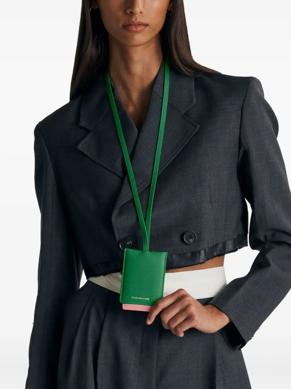 Maison De Sabre The Id Lanyard Leather Identification Tag In Green