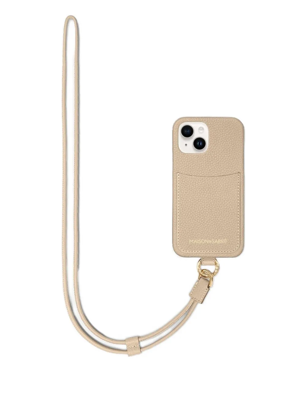 Maison De Sabre Iphone 15 Sling Card-slot Leather Phone Case In Neutral