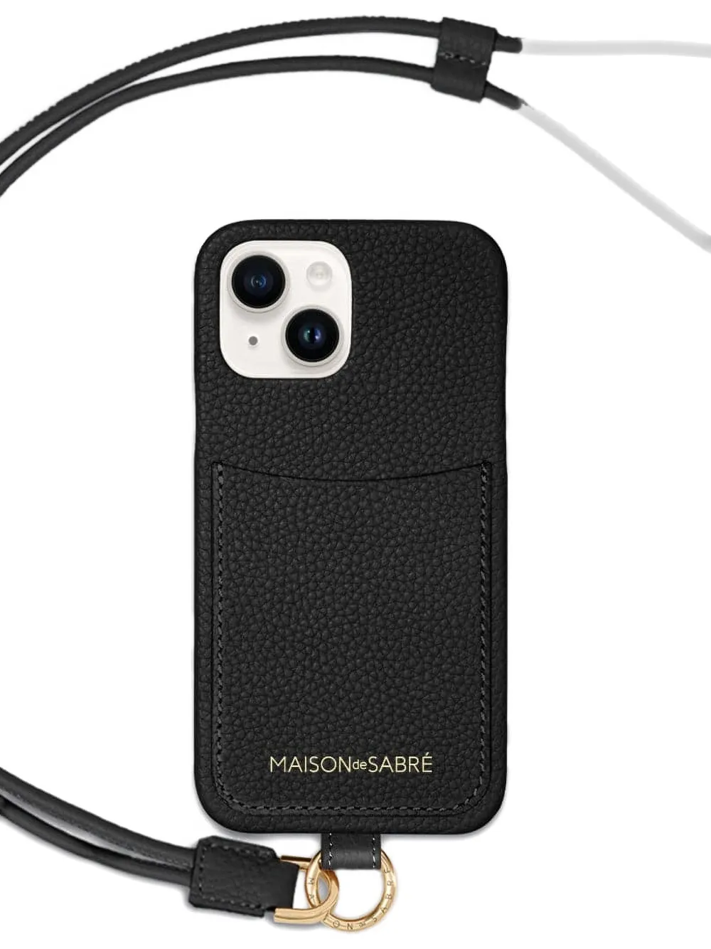 MAISON de SABRÉ Cover per iPhone 14 con cordino e fessura portacarte - Nero
