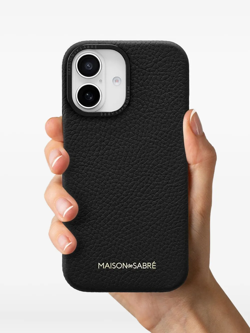 Maison De Sabre Iphone 16 Leather Camera Guard Phone Case In Black