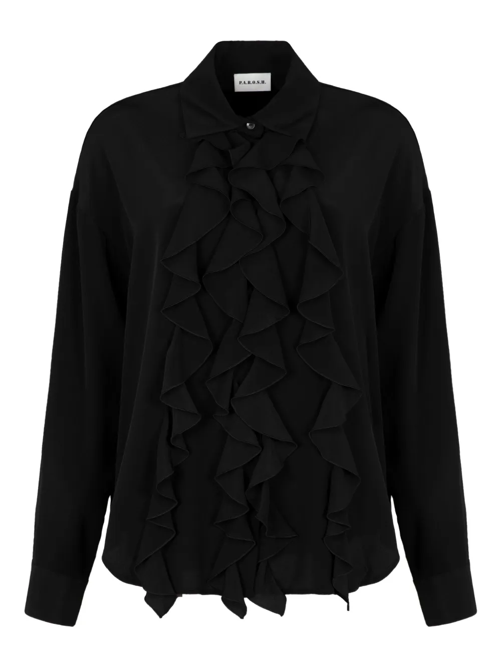 P.a.r.o.s.h Sewash Ruffled Silk Blouse In Black