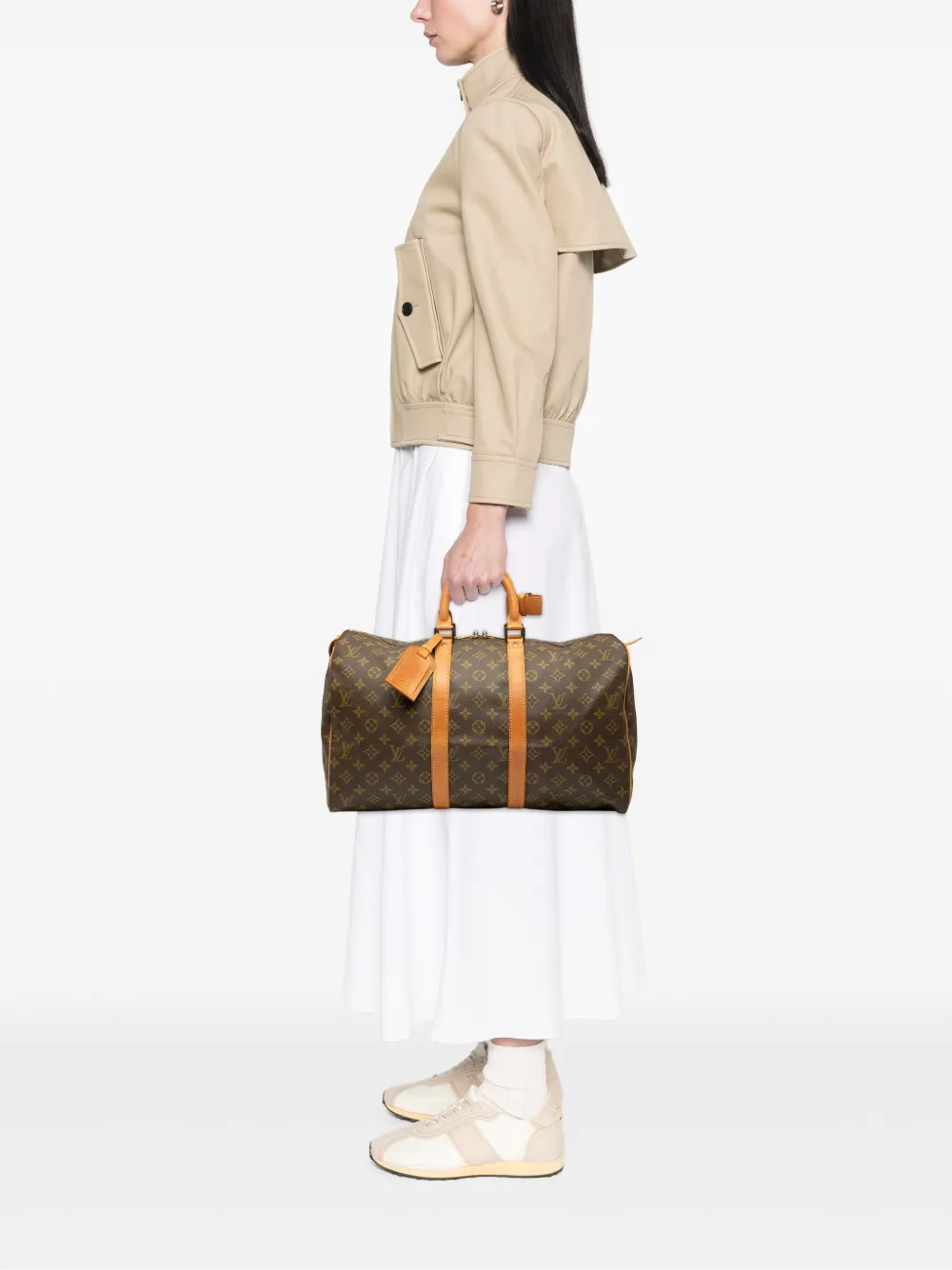 Pre-owned Louis Vuitton 1987 Monogram Keepall 45 Travel Bag In Brown