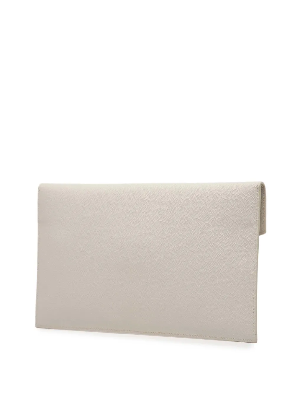 Pre-owned Saint Laurent 2013-2025 Grain De Poudre Uptown Pouch Clutch Bag In White