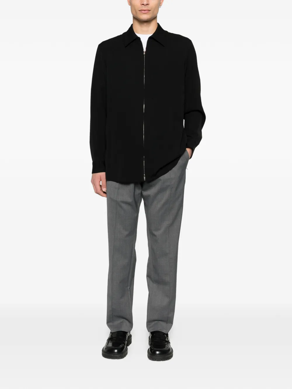 Attachment zip shirt - Zwart
