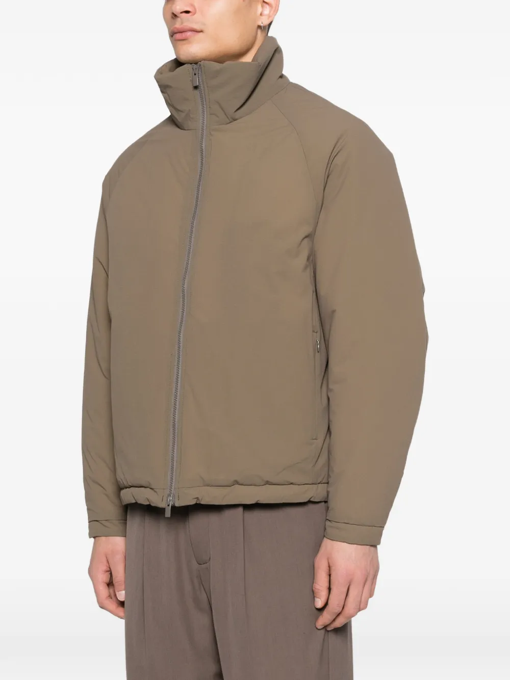 Attachment Long-sleeve Zip-fastening Jacket - Brown 