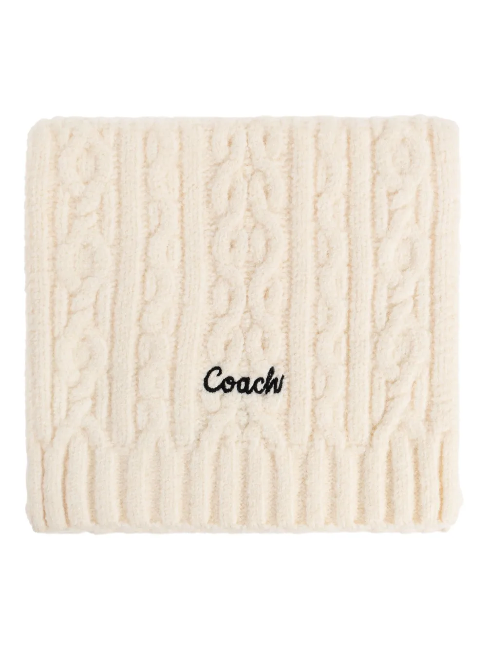 Coach Cable-knit Logo-embroidered Scarf In White