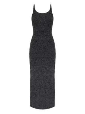 topshop grey ribbed dress Topshop Rib Bleach Wash Scoop Neck Jersey Midi Dress In Grey And Pink main image 0