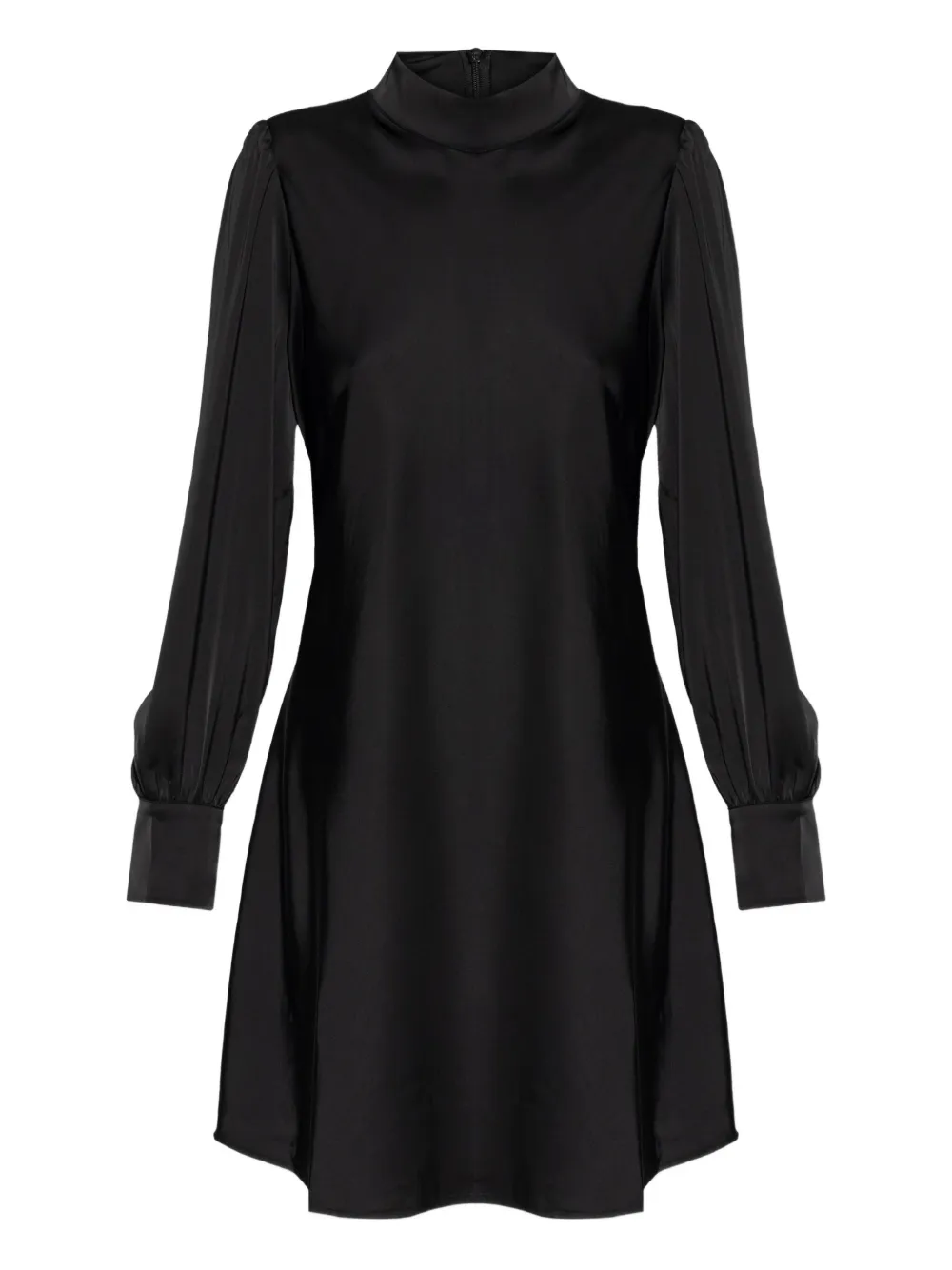 Gestuz High-neck Long-sleeve Midi Dress In Black