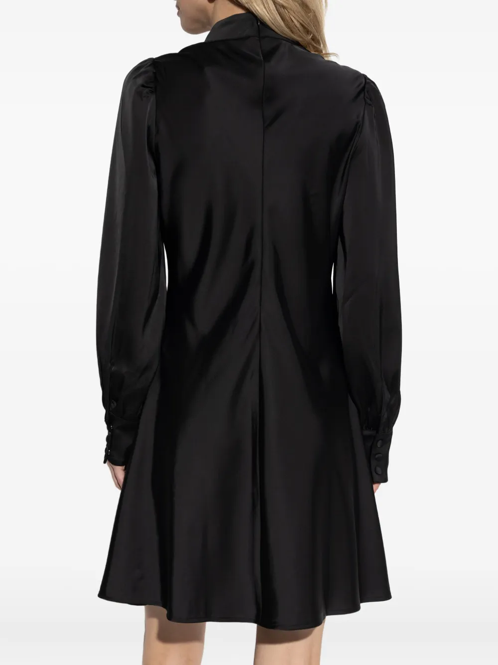 Gestuz High-neck Long-sleeve Midi Dress In Black