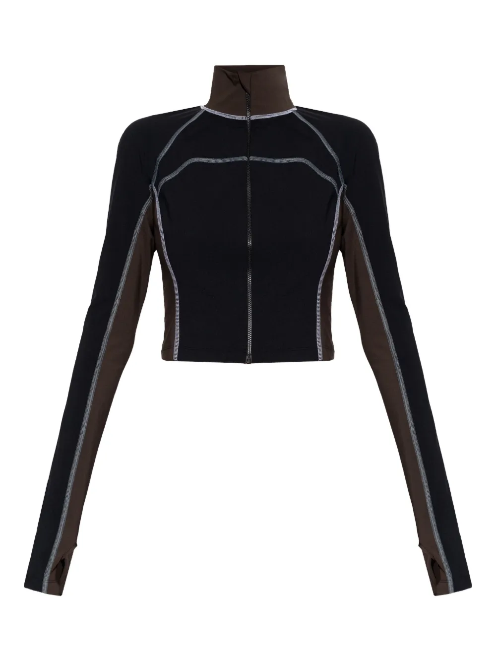 FENDI zip-up contrast sweater - Black