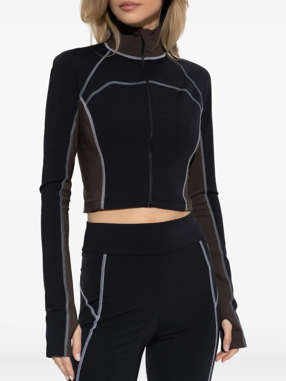  Fendi Zip-up Contrast Sweater - Black 