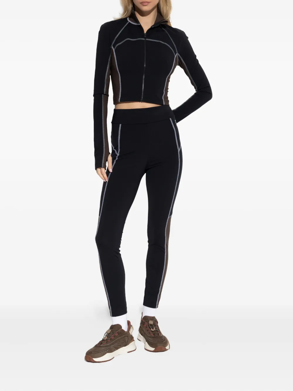  Fendi Zip-up Contrast Sweater - Black 