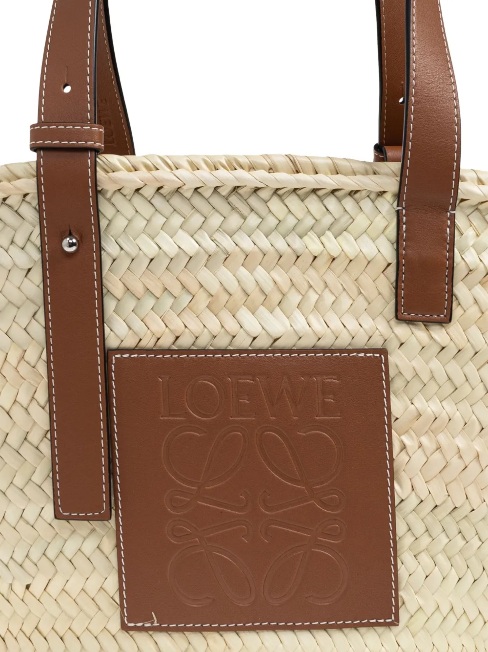 Loewe Medium-sized Basket Bag In Palm Leaf And Leather Women In Brown