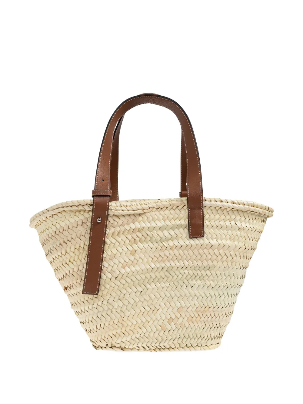 Loewe Medium-sized Basket Bag In Palm Leaf And Leather Women In Brown