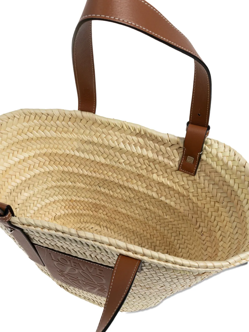 Loewe Medium-sized Basket Bag In Palm Leaf And Leather Women In Brown