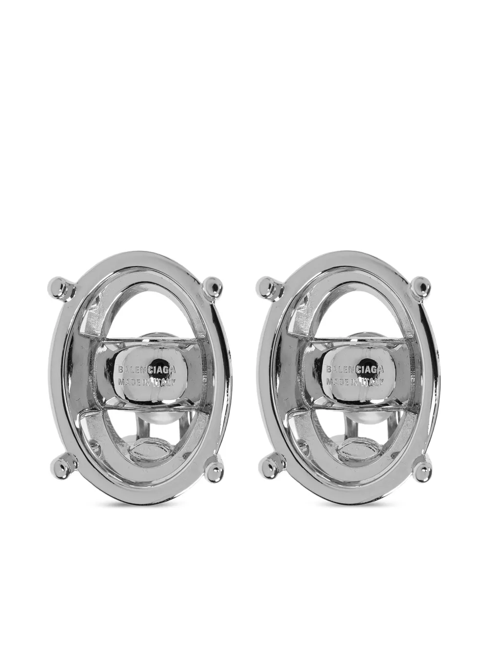 Balenciaga oval-frame stud earrings - Silver