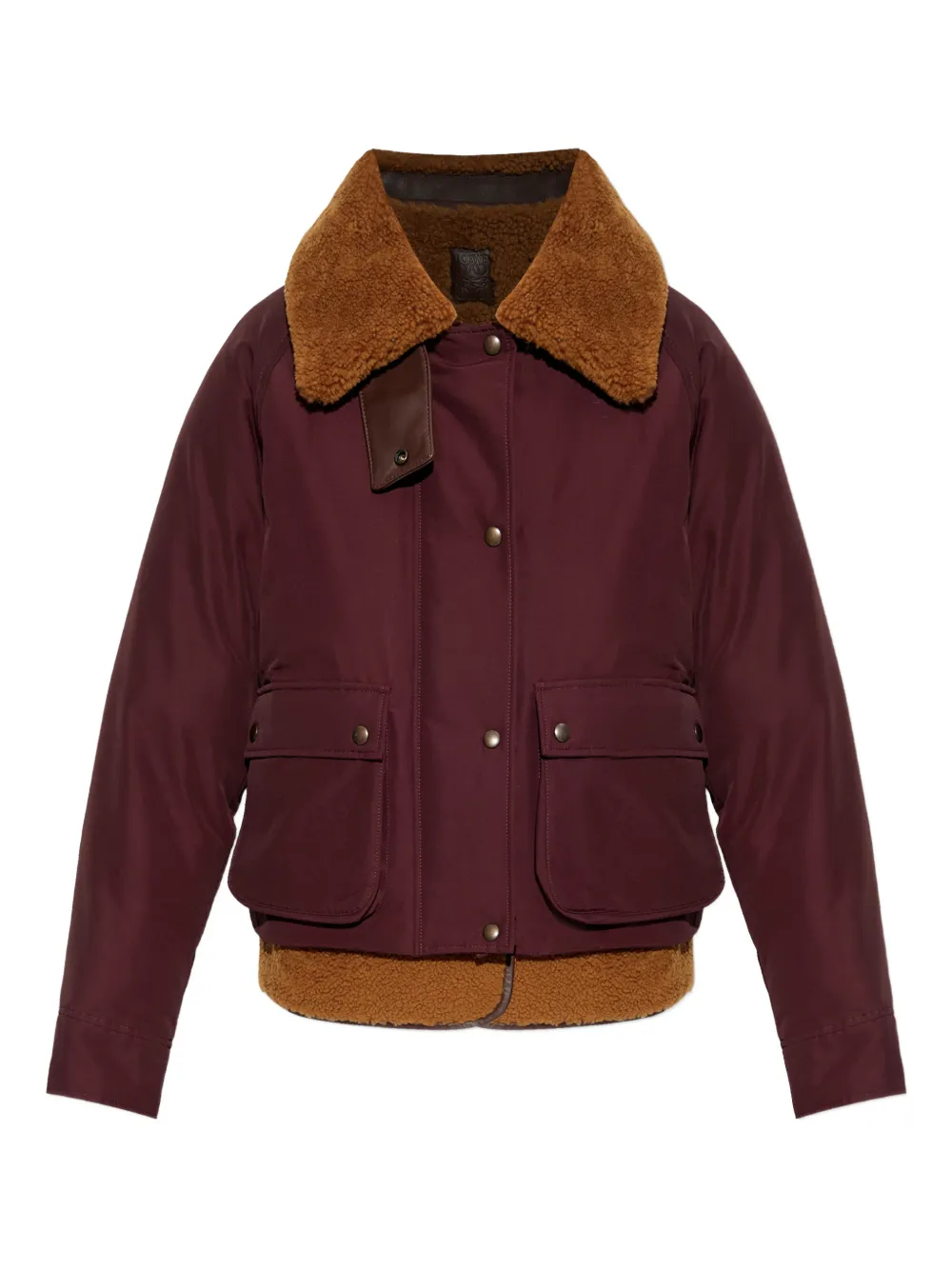 LOEWE shearling-trim jacket - Rosso