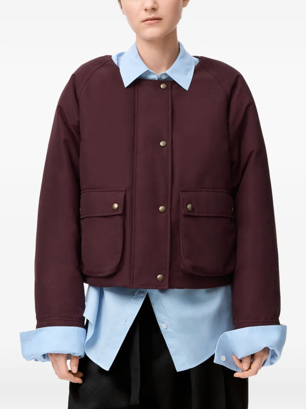 LOEWE shearling-trim jacket - Rosso