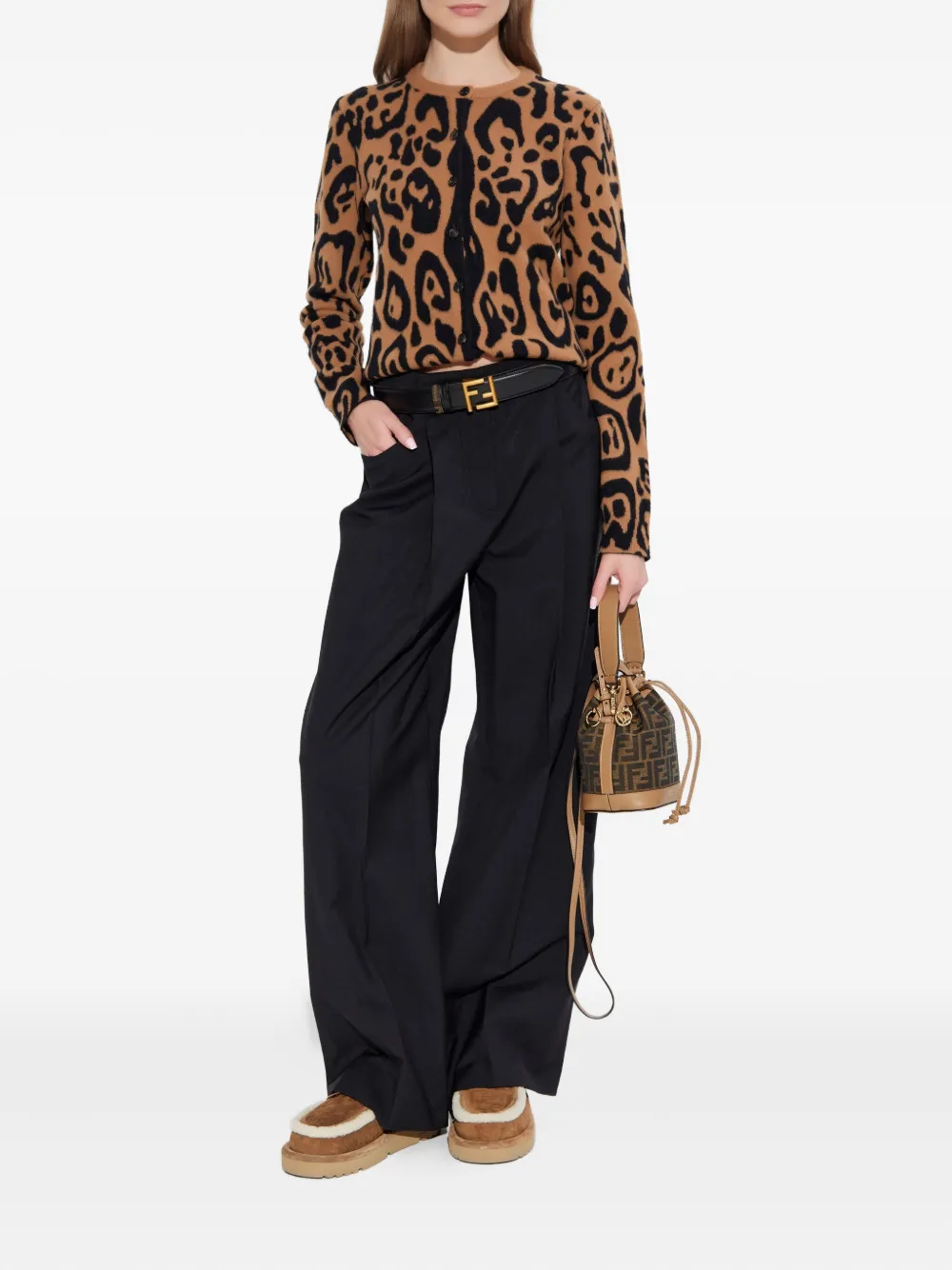 FENDI Vest met dierenprint Bruin