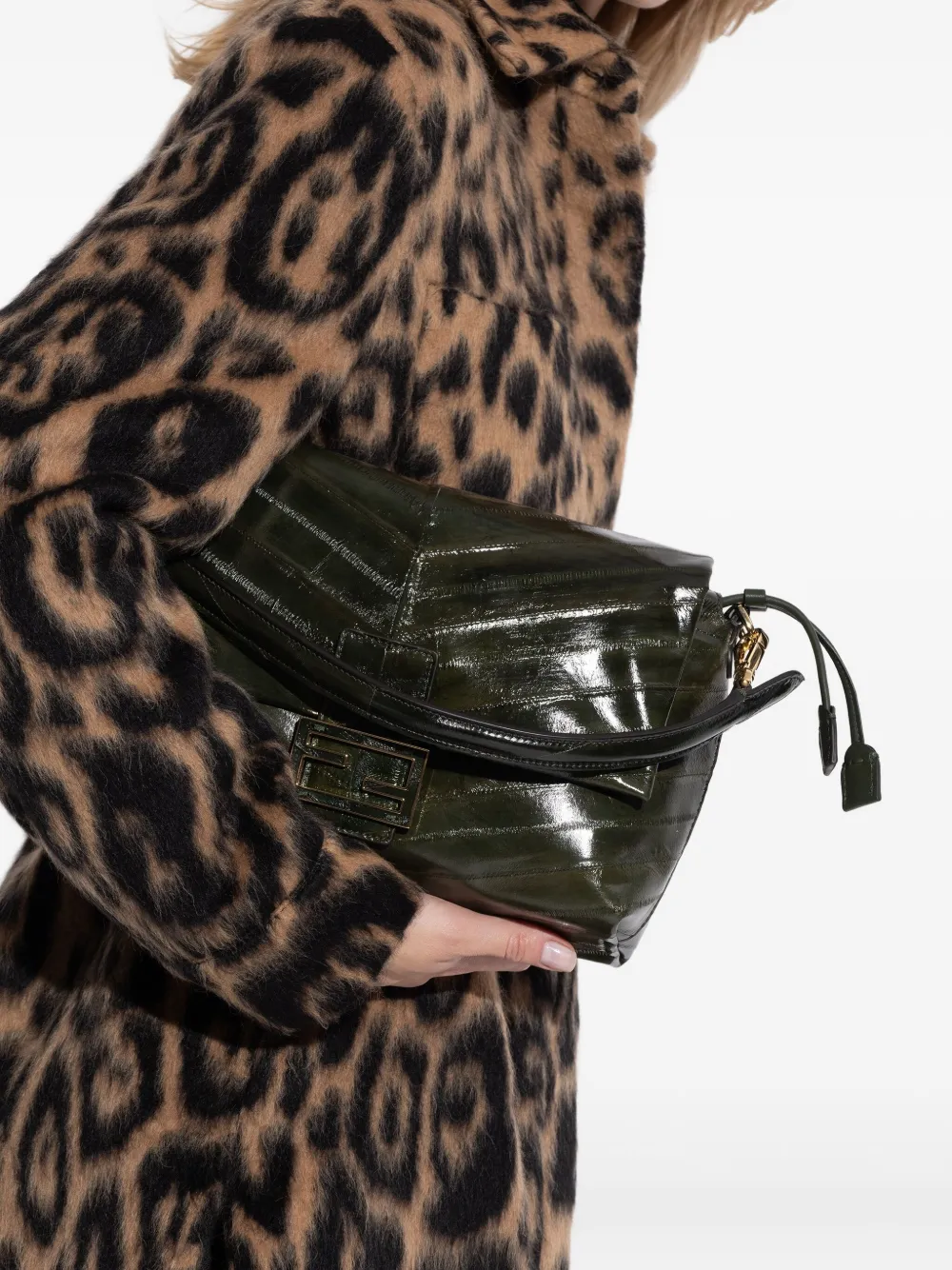 FENDI Schoudertas met chevron streep - Groen