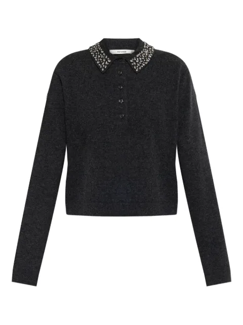 Gestuz embellished-collar knitted top