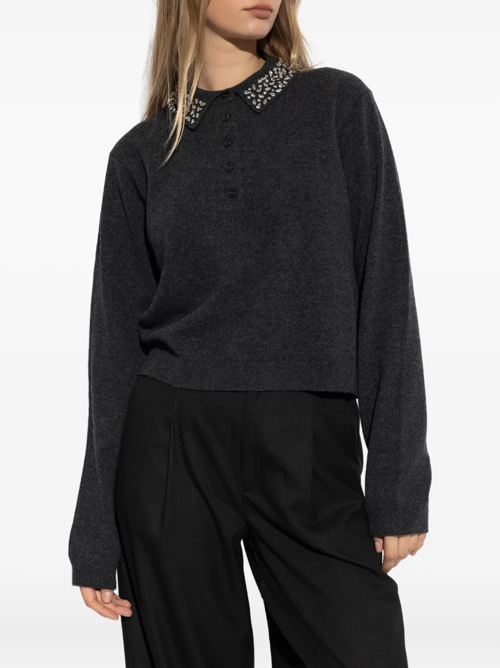 Gestuz Top met verfraaide kraag Grijs