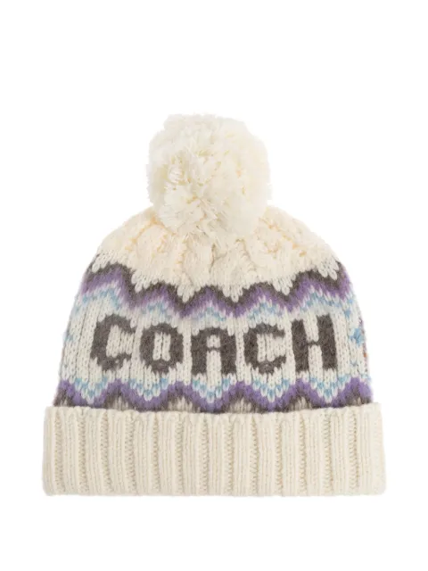 Coach pompom patterned hat