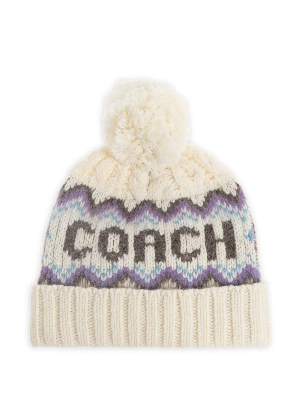 Coach pompom patterned hat | Neutrals | Image 1