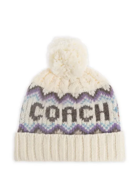 Coach pompom patterned hat
