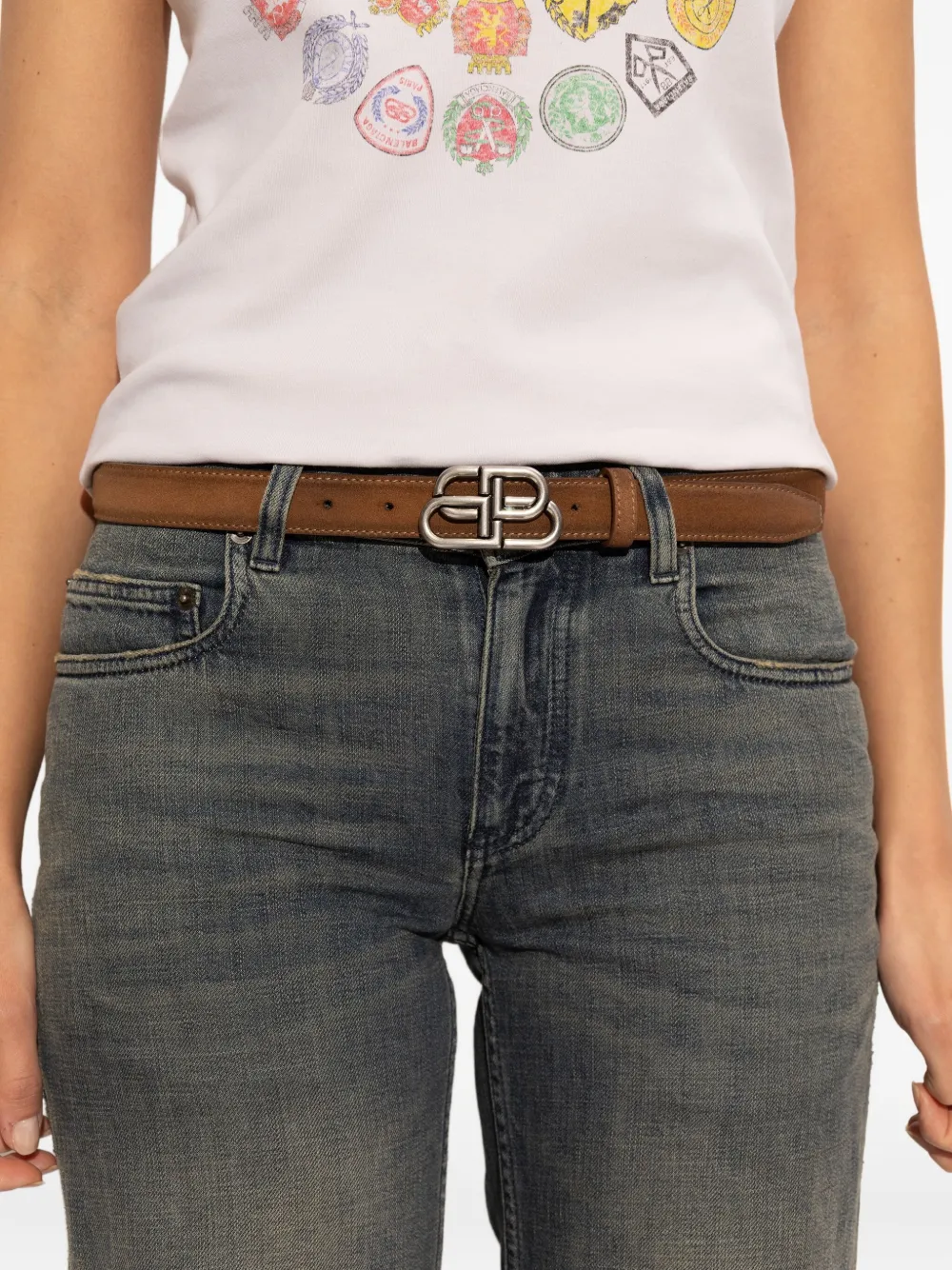 Balenciaga Leren riem Bruin