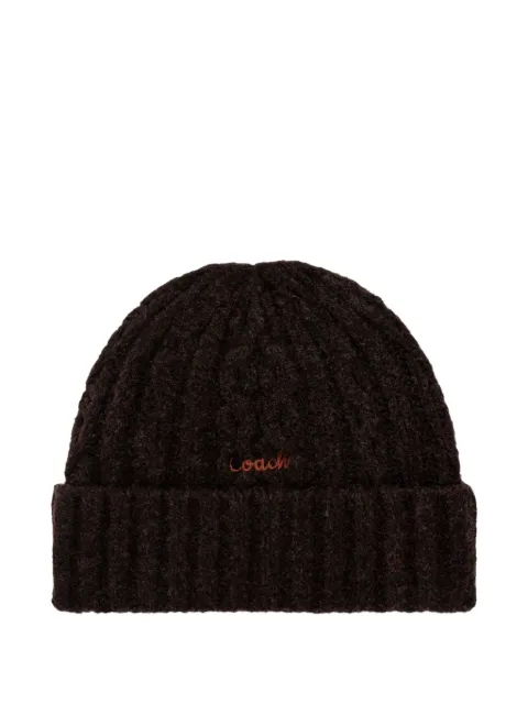 Coach ribbed beanie hat