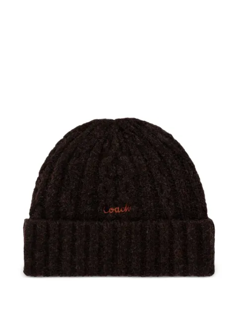 Coach ribbed beanie hat